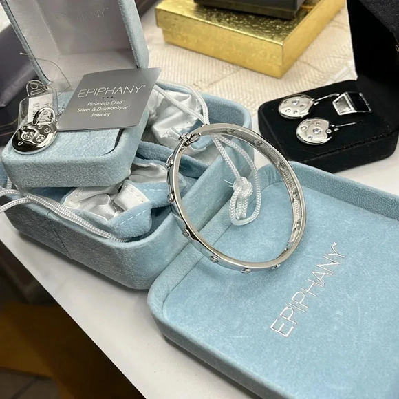 🌟 Epiphany & Diamonique Matching Necklace, Bracelet, Earring - QVC Early 2000's - Picture 7 of 17